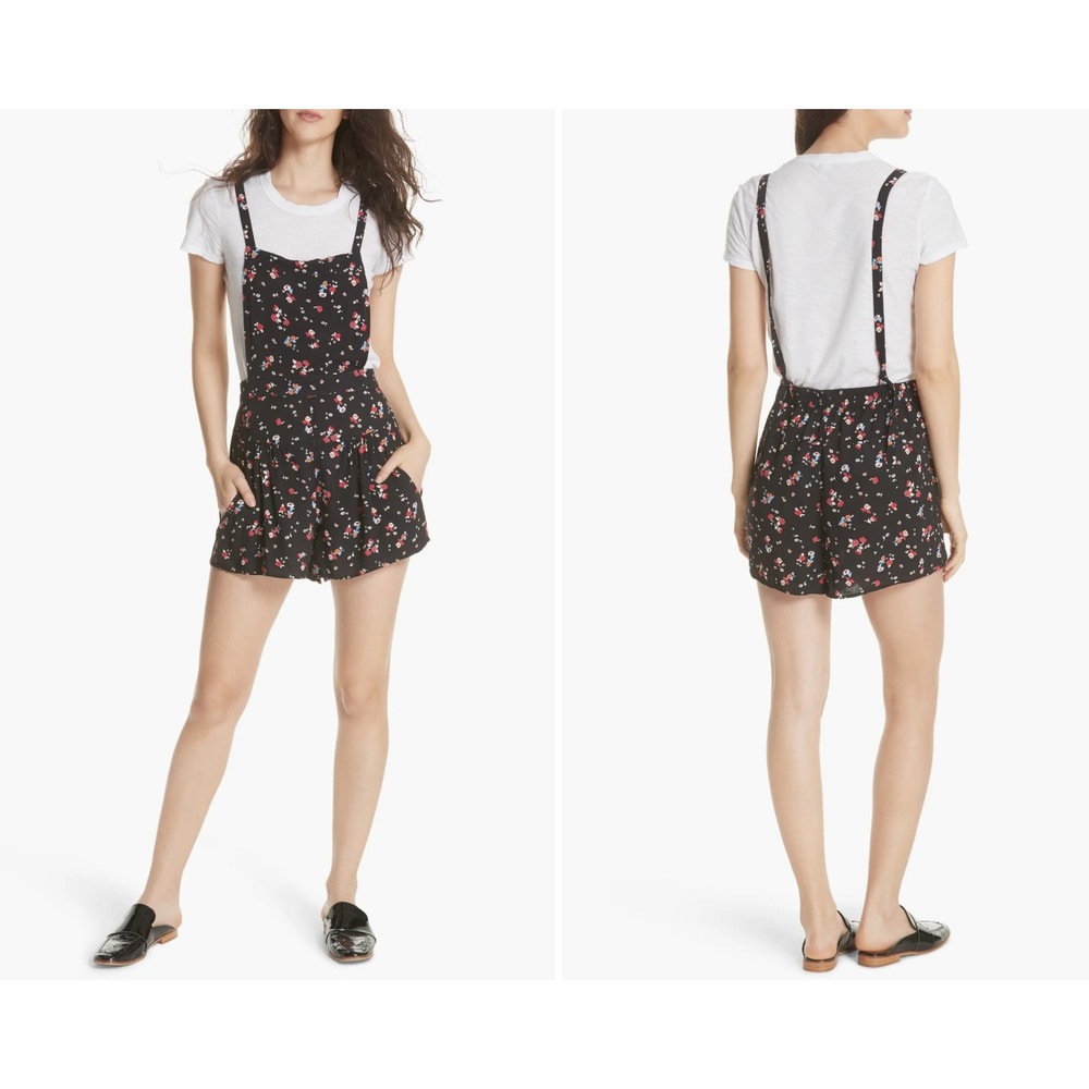Free People Sweet in the Streets Short Overalls Ditsy Floral Pinafore Romper Sml